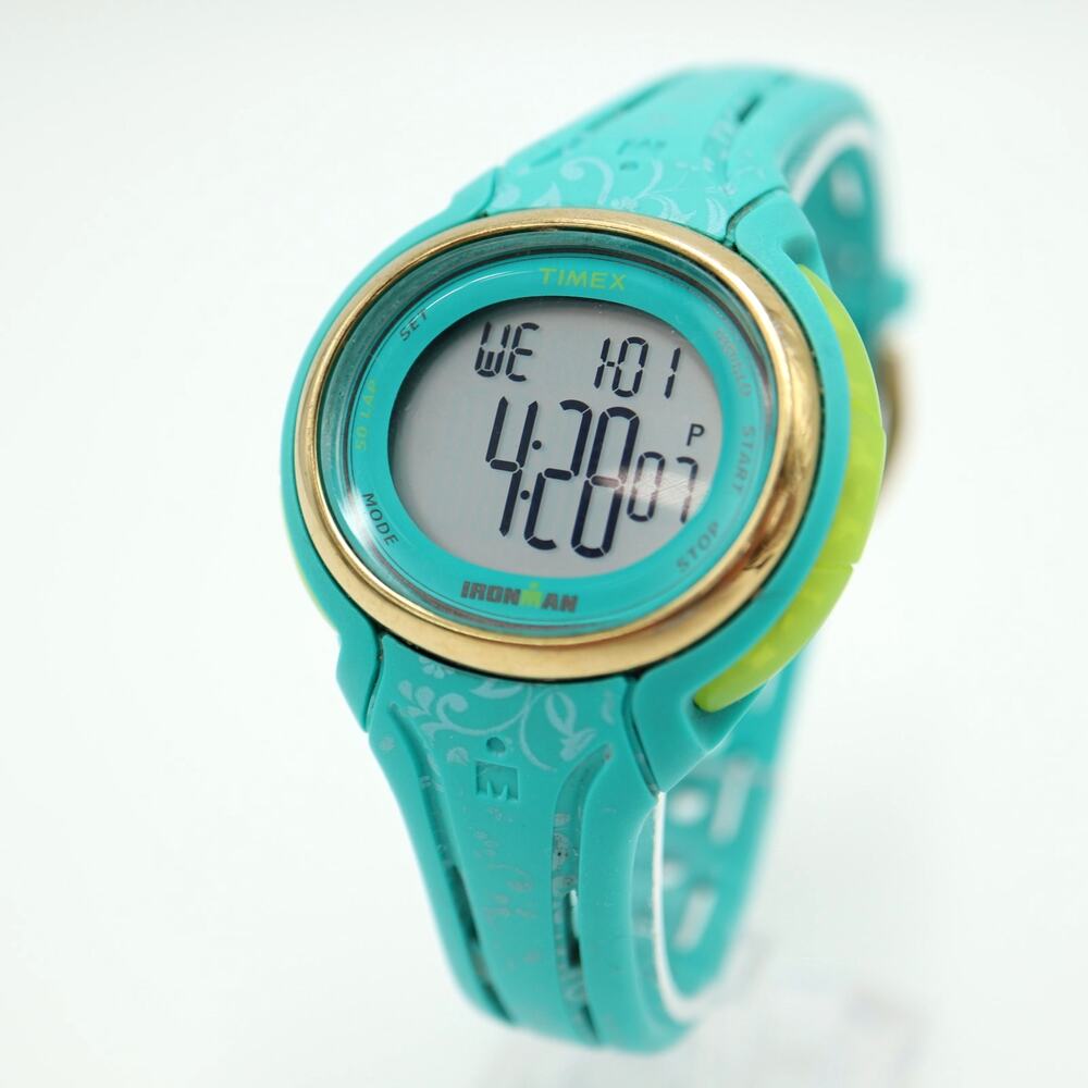 Timex Ironman 30 Years Womens Digital Watch Blue Green NO INDIGLO w New Battery